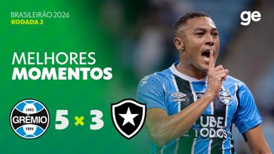VÍDEO | Gols e melhores momentos de Grêmio 5x3 Botafogo pelo Campeonato Brasileiro-2026