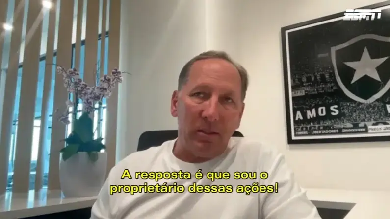 Textor diz que 'milhões de torcedores' confiam nele e não desiste do Botafogo: 'GDA é só credora. Clube social não tem a menor condição de gerir futebol'
