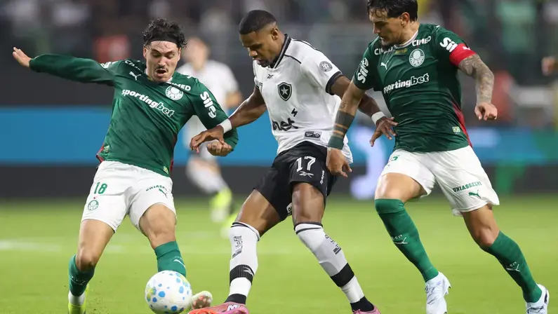 Botafogo luta com um a menos, mas perde do Palmeiras no Allianz