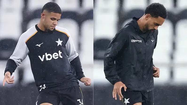 Com retorno de Justino, Botafogo faz treino noturno sob chuva no Nilton Santos; Vitinho participa após sair com dores no joelho