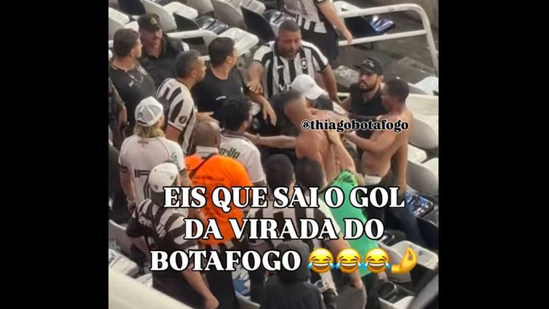 Viralizou! Gol de Kadir interrompe briga entre torcedores do Botafogo no Nilton Santos; veja o vídeo