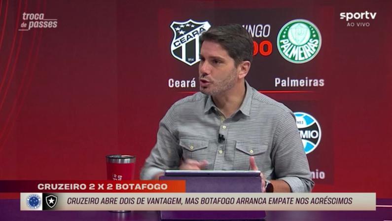 Apresentador vê ‘copo meio cheio’ no Botafogo: ‘Não é um fracasso a campanha. Se terminar com vaga na Libertadores, é sensação de perspectiva boa’