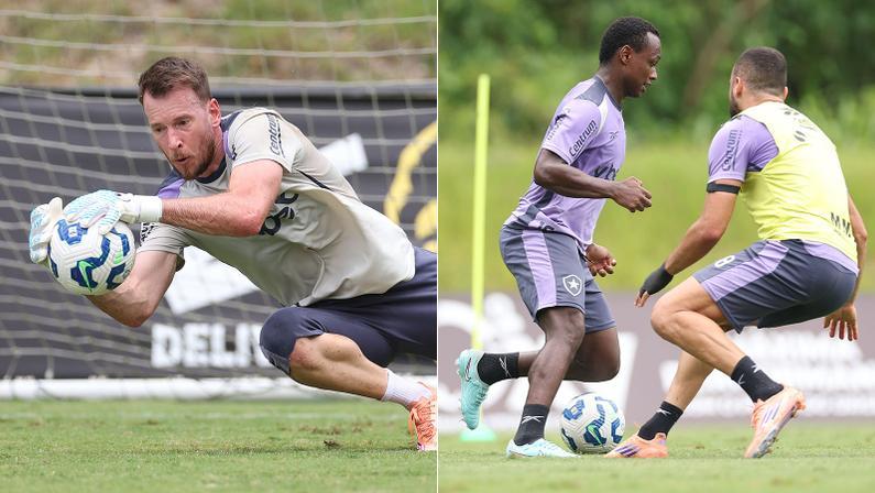 Treino do Botafogo tem Neto trabalhando com bola e voltas de Nathan Fernandes e Chris Ramos