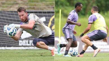 Treino do Botafogo tem Neto trabalhando com bola e voltas de Nathan Fernandes e Chris Ramos Treino do Botafogo tem Neto trabalhando com bola e voltas de Nathan Fernandes e Chris Ramos