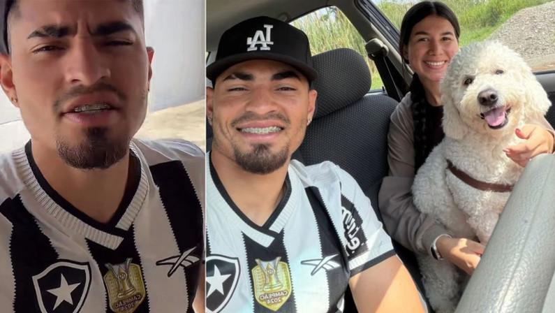 Gleiker Mendoza aparece com camisa do Botafogo e agita torcida