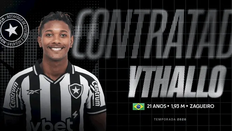 Botafogo anuncia contratação de zagueiro Ythallo até o fim de 2027