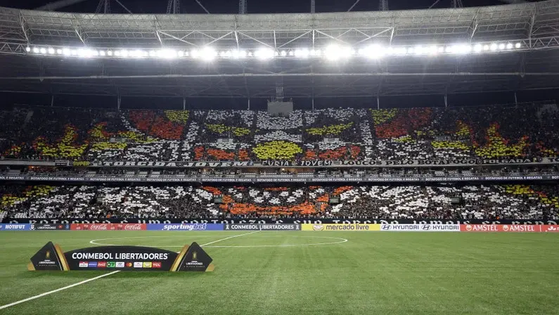 Torcida do Botafogo celebra pré-Libertadores com mosaico temático