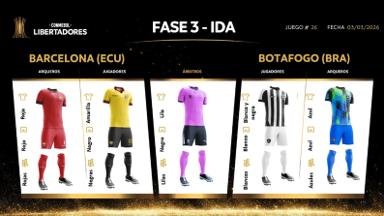 Conmebol define uniformes para Botafogo x Barcelona-EQU na Libertadores Conmebol define uniformes para Botafogo x Barcelona-EQU na Libertadores
