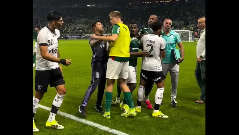 Novos ângulos mostram confusão com Marlon Freitas em Palmeiras x Botafogo: ‘Eu ganhei nessa p*** aí’