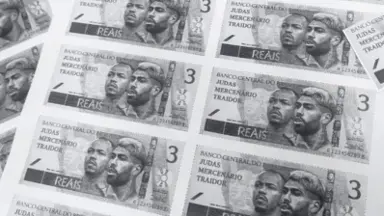 Torcedores do Botafogo preparam provocação a Barboza e Marlon Freitas, do Palmeiras, com notas de R$ 3 Torcedores do Botafogo preparam provocação a Barboza e Marlon Freitas, do Palmeiras, com notas de R$ 3