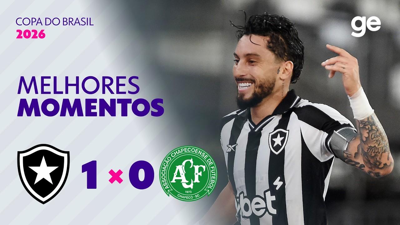 VÍDEO | Gol e melhores momentos de Botafogo 1x0 Chapecoense pela ida da 5ª fase da Copa do Brasil